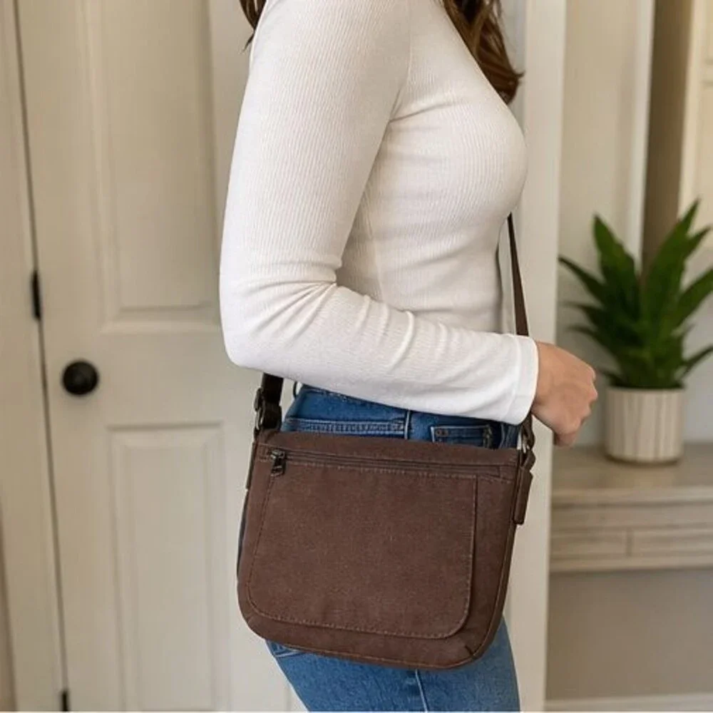 Brown Canvas Crossbody Bag
